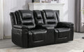 2 Seater Home Theater Recliner Manual Recliner Chair With A Storage Box And Two Cup Holders For Living Room,Bedroom, Black Old Sku:Pp302954Aab Black Foam Pu Leather