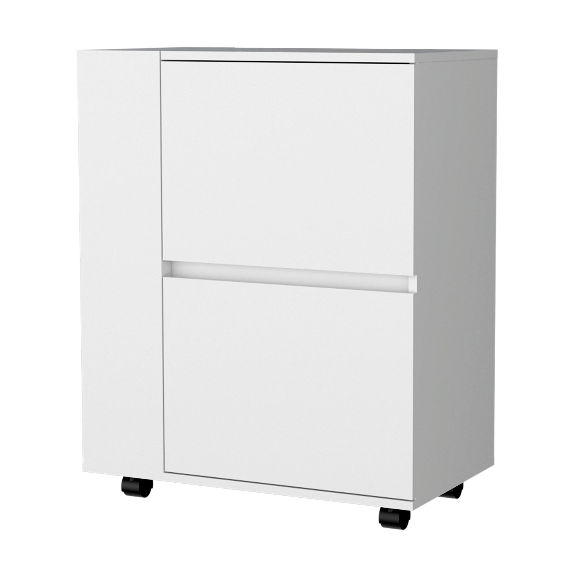 White 2 Cabinet Bar Cart White White Primary Living Space Rectangular Kitchen Carts Wood Small Less Than 40In