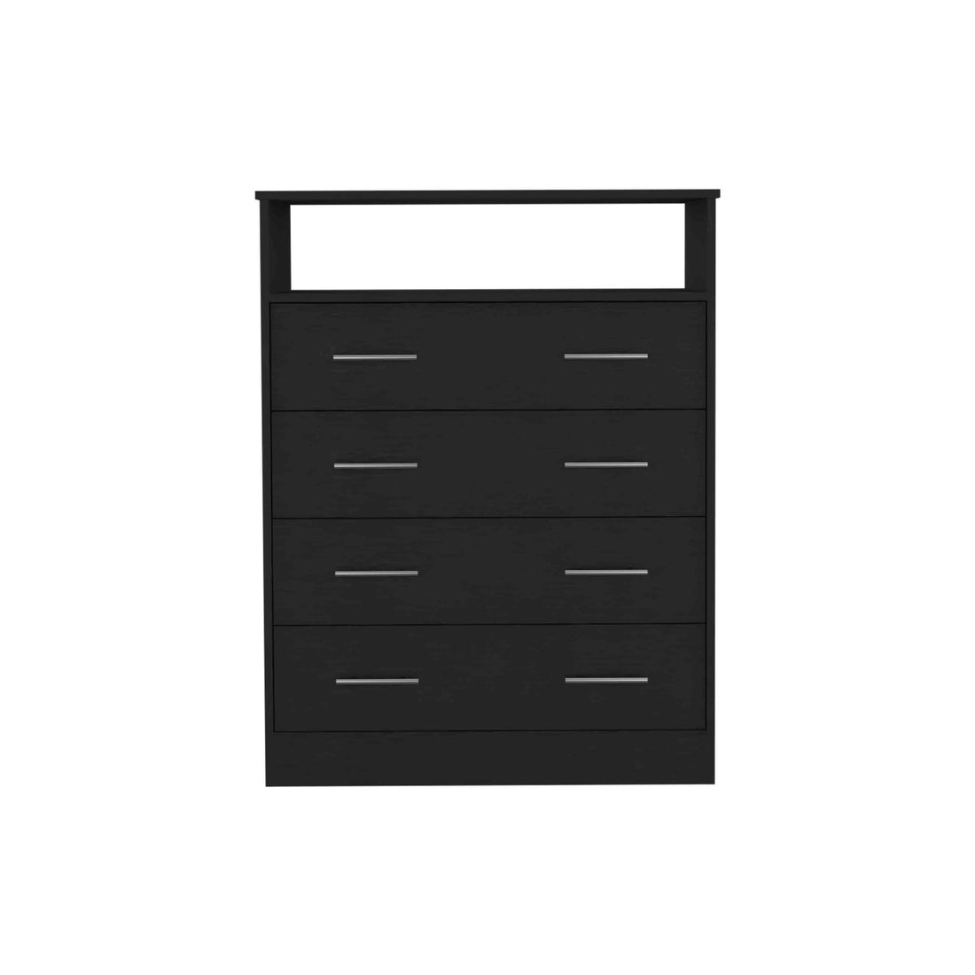 Peru L Four Drawer Dresser, Superior Top, One Open Shelf Black Black Bedroom Modern Particle Board Particle Board