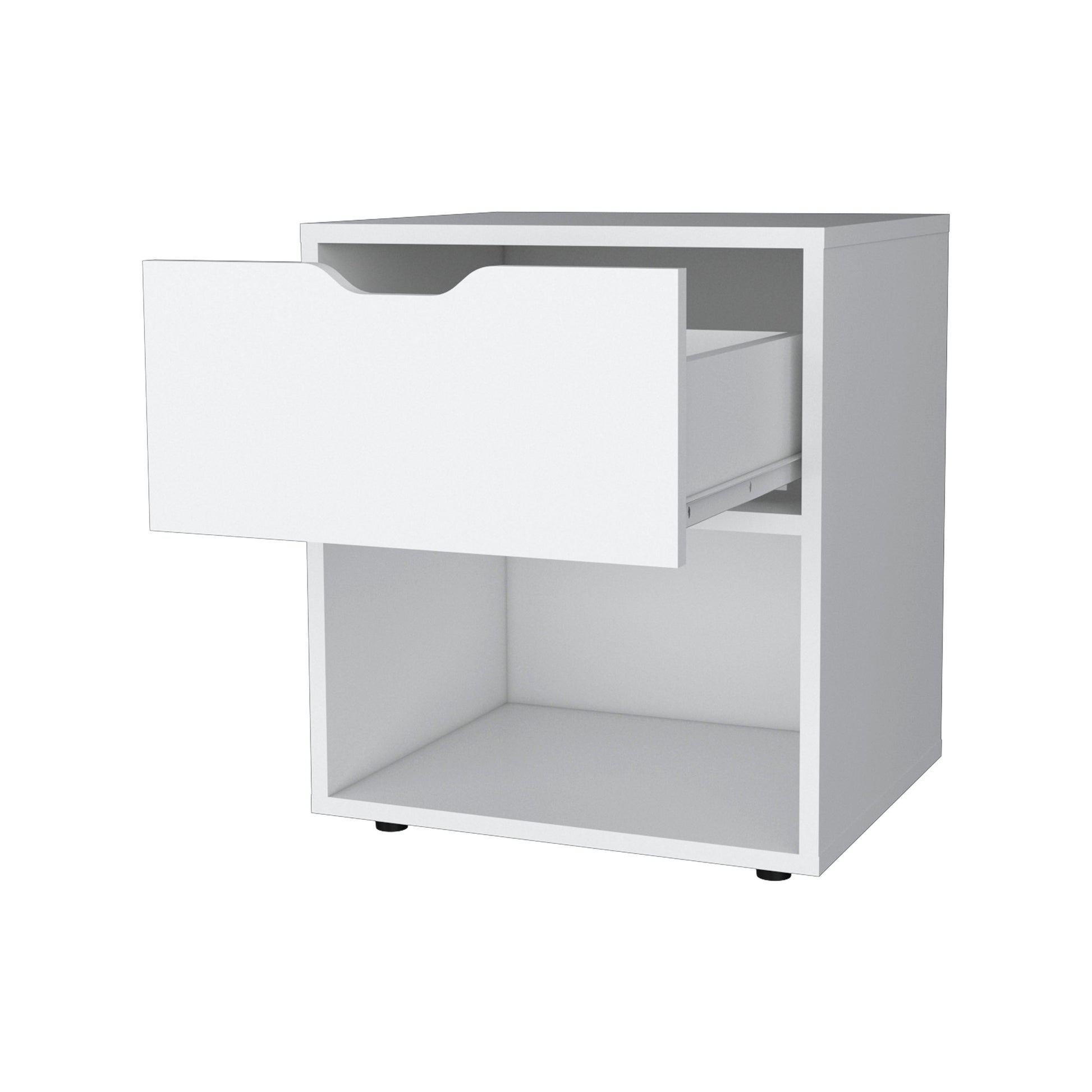 White Elegant Drawer Nightstand White White 1 Drawer Bedroom Drawer Storage Shelf White Wood