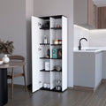 White And Black 1 Door Multistorage Kitchen Pantry White Black Kitchen Shelves Included Wood