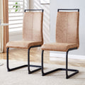 Dining Chairs,Tech Cloth High Back Upholstered Side Chair With C Shaped Tube Black Metal Legs For Dining Room Kitchen Vanity Patio Club Guest Office Chair Set Of 2 Brown1162 Brown Foam Tech Cloth