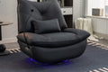 270 Swivel Glider Recliner Chair, Power Recliner Rocking Chair, Usb Port Charge For Nursery Chair With Atmosphere Lamp For Living Room Bedroom Apartment Black Faux Leather