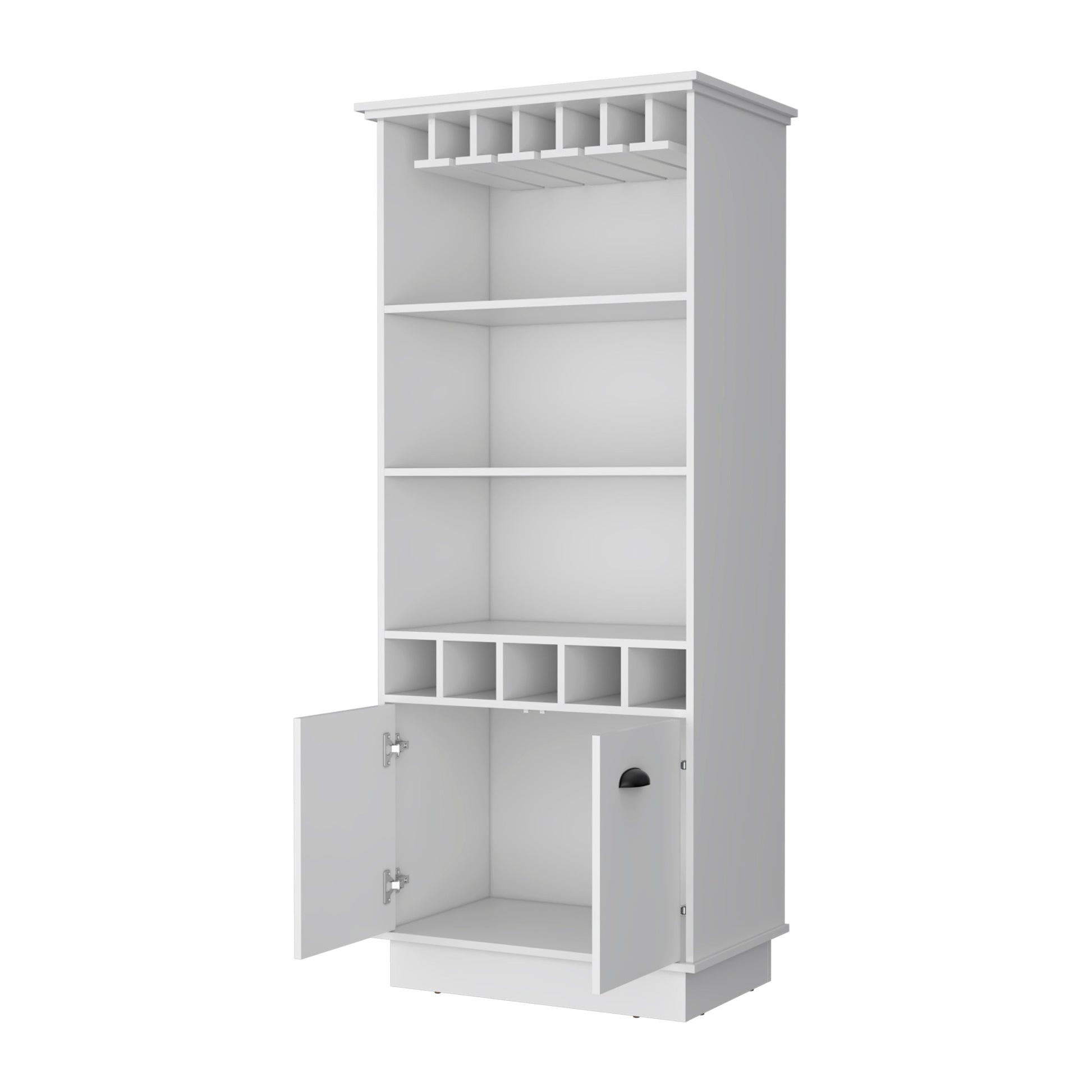 Claire White Glassware Rack Bar Cabinet Freestanding 3 4 Shelves White White Primary Living Space Shelves Included Wood