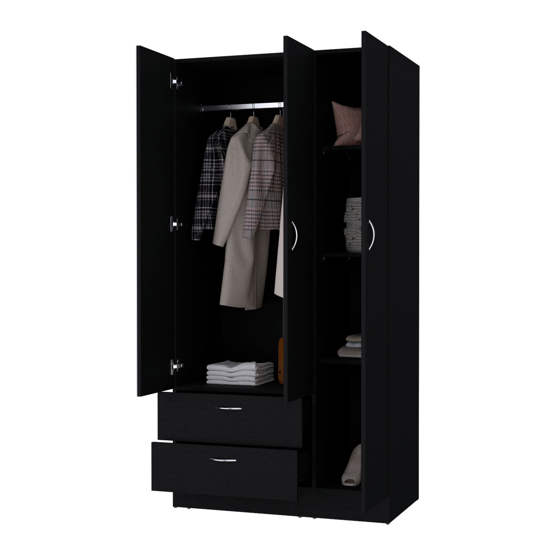 Black 2 Drawer Wardrobe Black Bedroom Wood