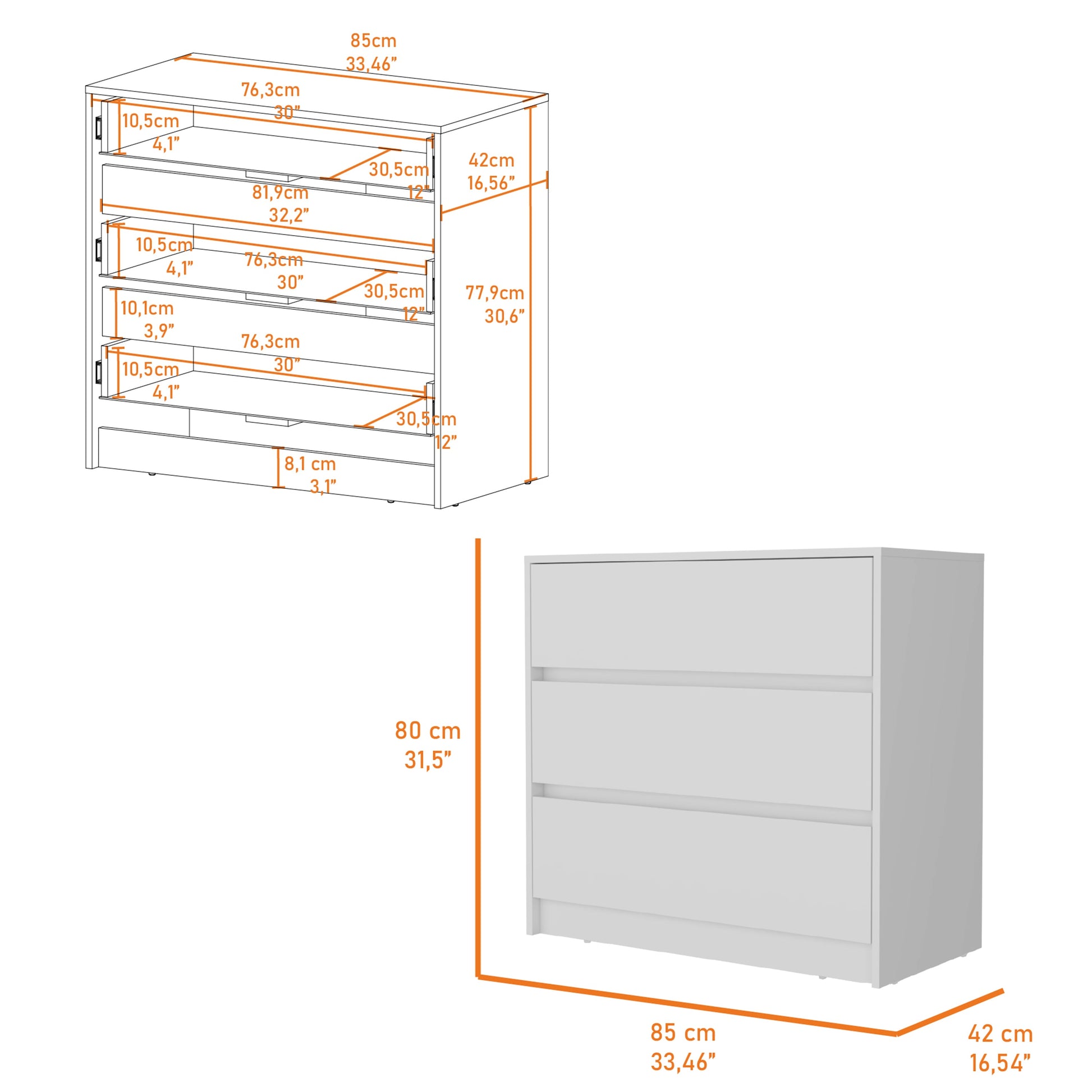 White 3 Drawer Dresser White White Bedroom Wood