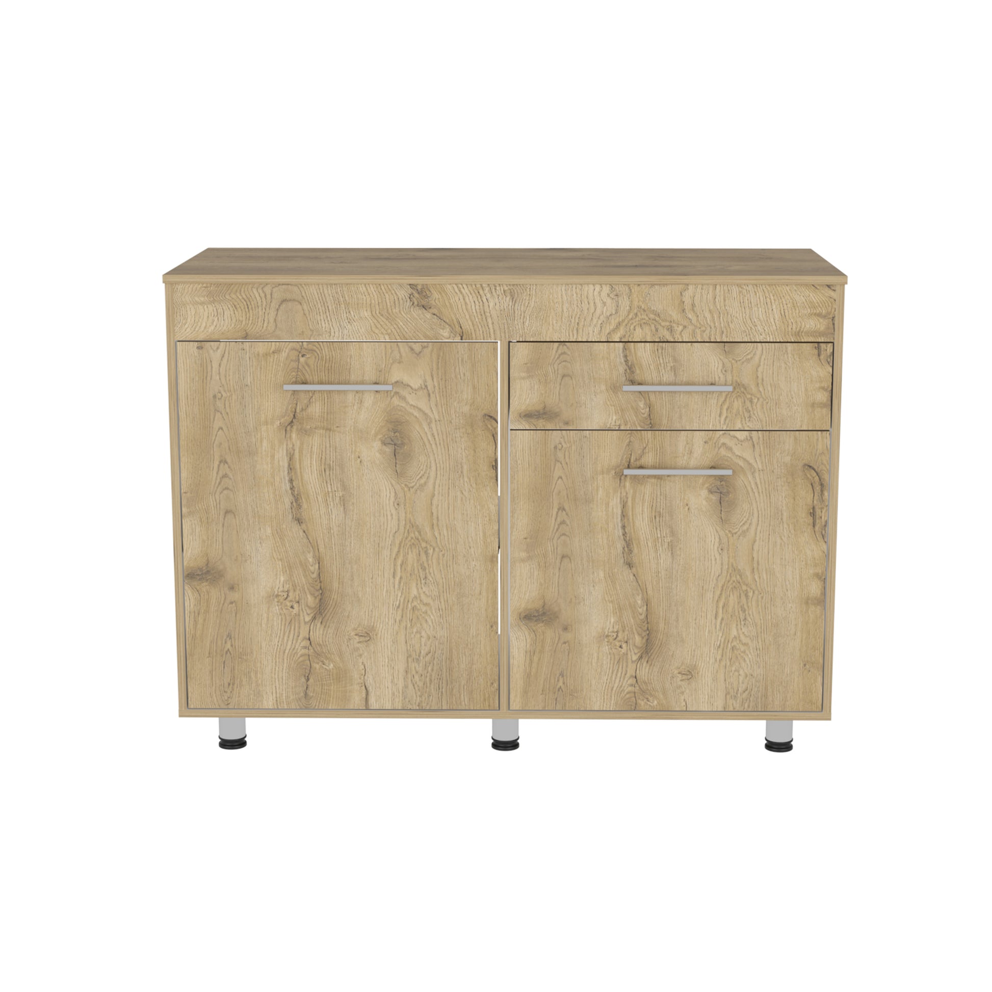 Orion Utility Base Cabinet, One Drawer, Double Door White Macadamia Beige Bedroom Shelves Included Modern Particle Board Particle Board