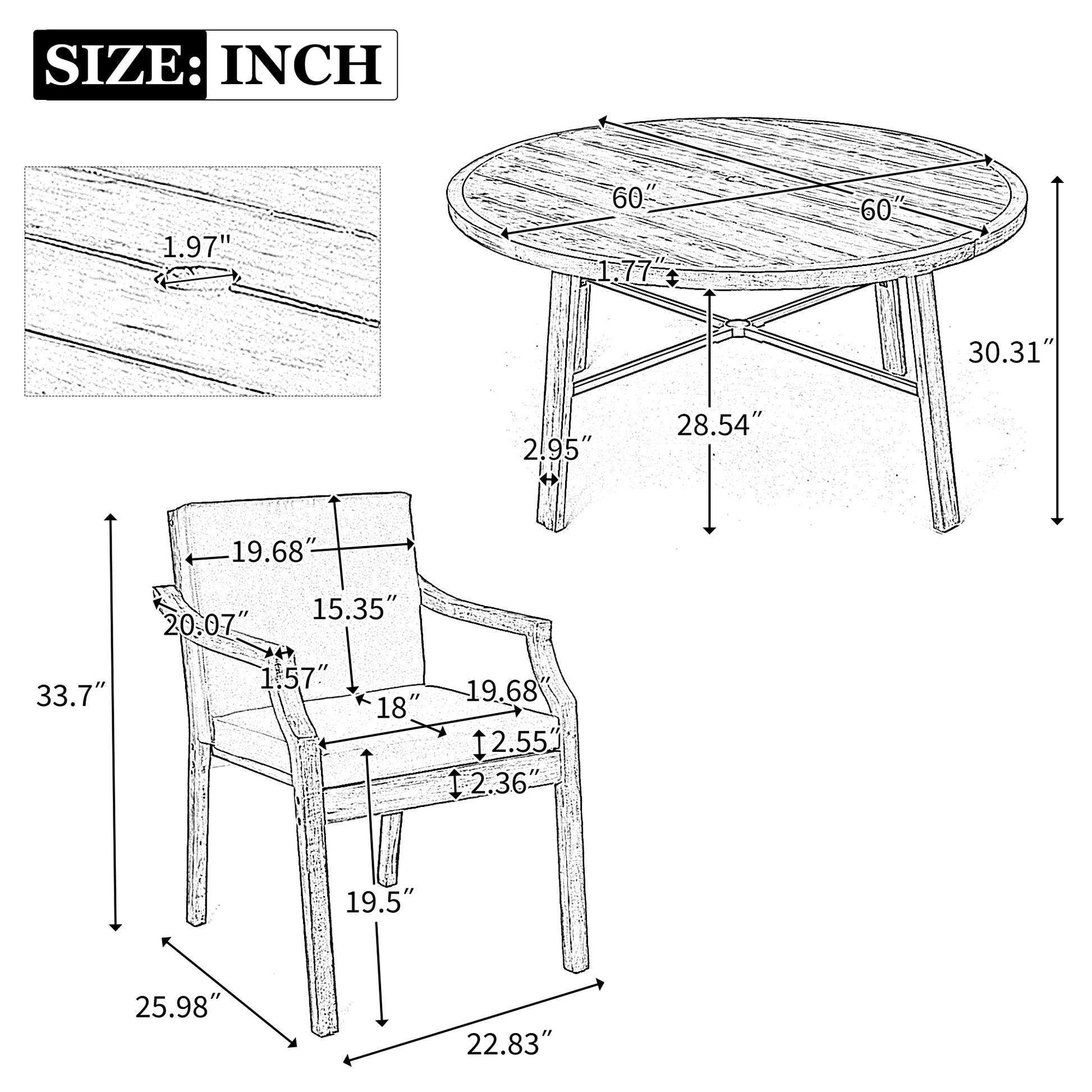 Outdoor Dinning Set 6 Person Outdoor Wooden Dinning yes-grey-weather resistant frame-water resistant