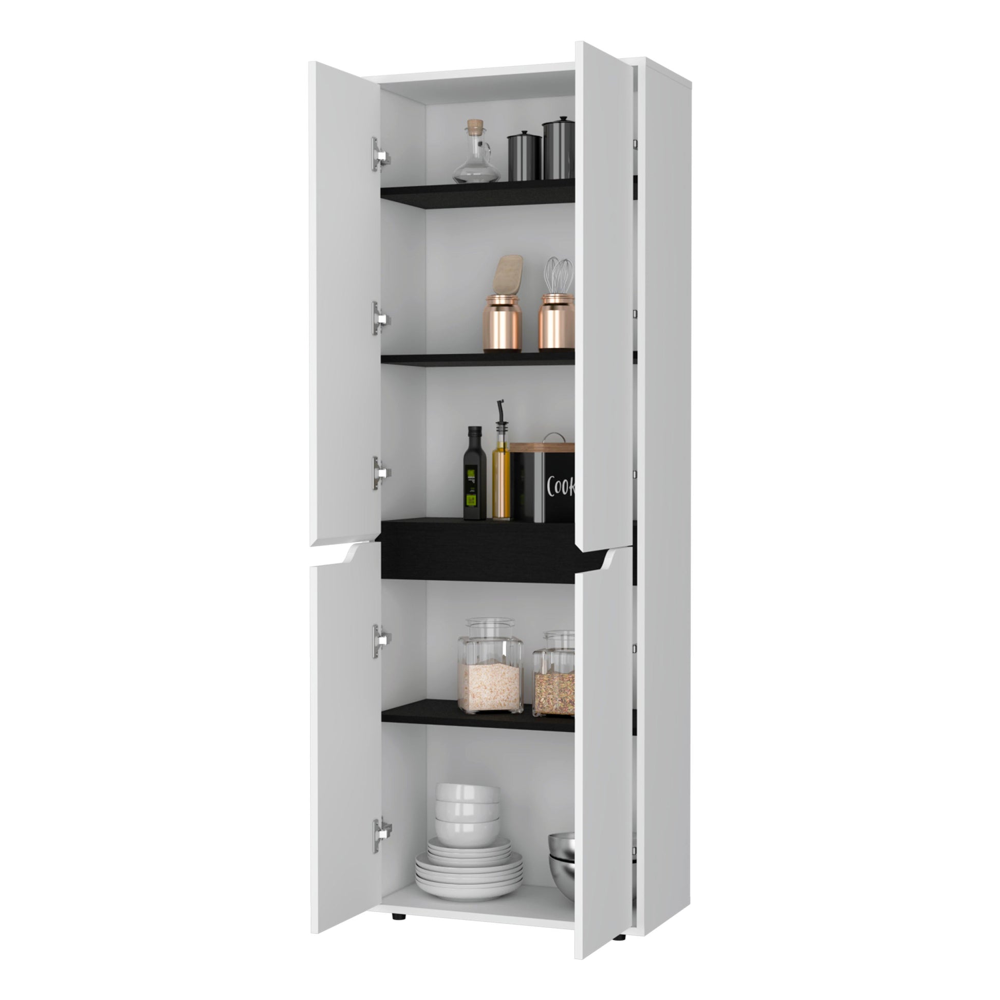 Taylor White 5 Shelf Kitchen Pantry - White White