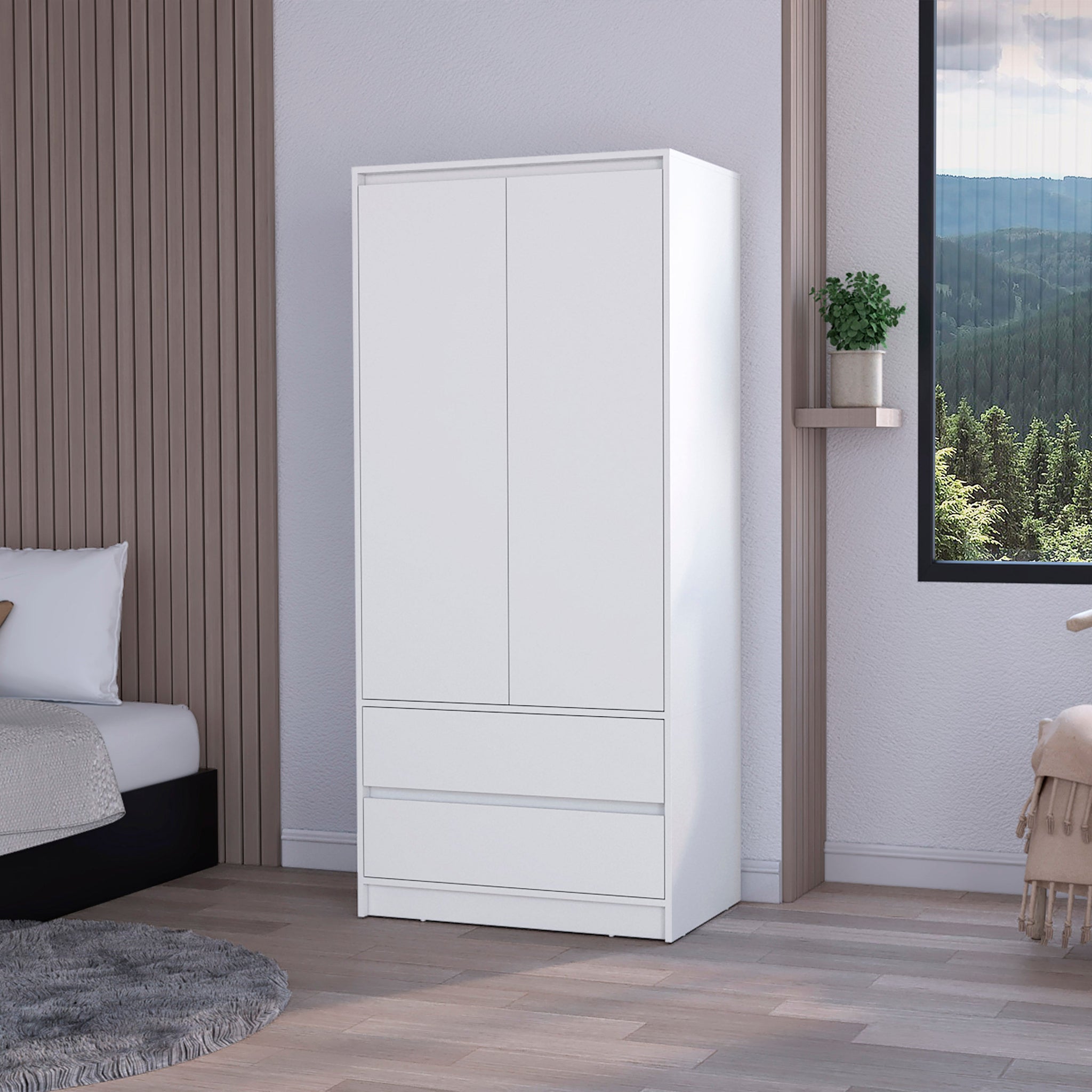 White 2 Drawer Armoire White White Bedroom Wood