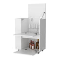 White 2 Cabinet Bar Cart White White Primary Living Space Rectangular Kitchen Carts Wood Small Less Than 40In