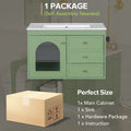 30X18X19.6 Inches Elegant Floating Bathroom Vanity Sink And Cabinet Combo 1 Door And 2 Drawers Green Bathroom Mdf