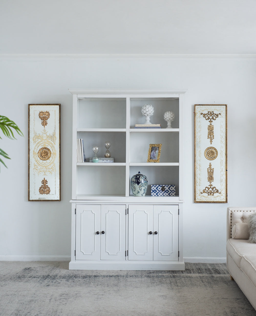 53X19X83" Cabinet White White Primary Living Space Casual,Classic,French,French Country,Rustic Solid Wood Mdf