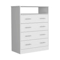 Peru L Four Drawer Dresser, Superior Top, One Open Shelf White White Bedroom Modern Particle Board Particle Board