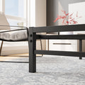 Queen Size Platform Bed Frame With Rustic Vintage Wood Headboard, Strong Metal Slats Support Mattress Foundation, No Box Spring Needed Rustic Brown Box Spring Not Required Queen Black Metal Brown Bedroom Bed Frame Metal & Wood