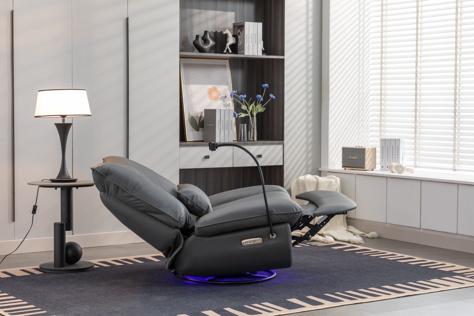 Living Room Leather Recliner Rocker Swivel Chair HULALA HOME Faux