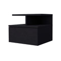 Mason Black 1 Drawer Floating Nightstand Black 1 Drawer Bedroom Floating Space Saving Black Wood