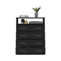 Peru L Four Drawer Dresser, Superior Top, One Open Shelf Black Black Bedroom Modern Particle Board Particle Board