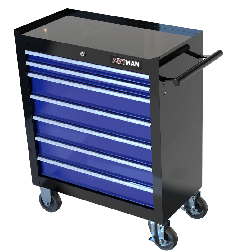 7 Drawers Multifunctional Tool Cart With Wheels Black Blue Black Blue Steel