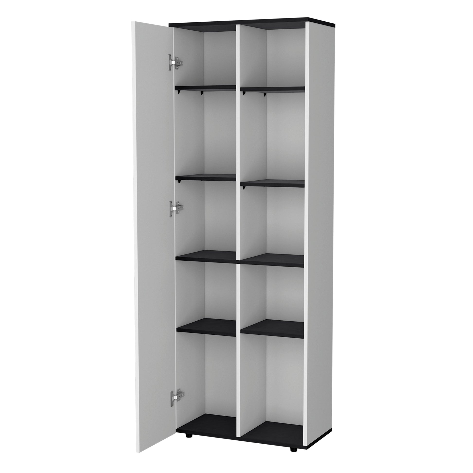 White And Black 1 Door Multistorage Kitchen Pantry White Black Kitchen Shelves Included Wood