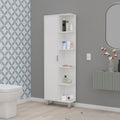 White 1 Door Linen Cabinet White 1 5 18 To 23 In 60 In & Above Bathroom Freestanding 5 10 Inches Wood