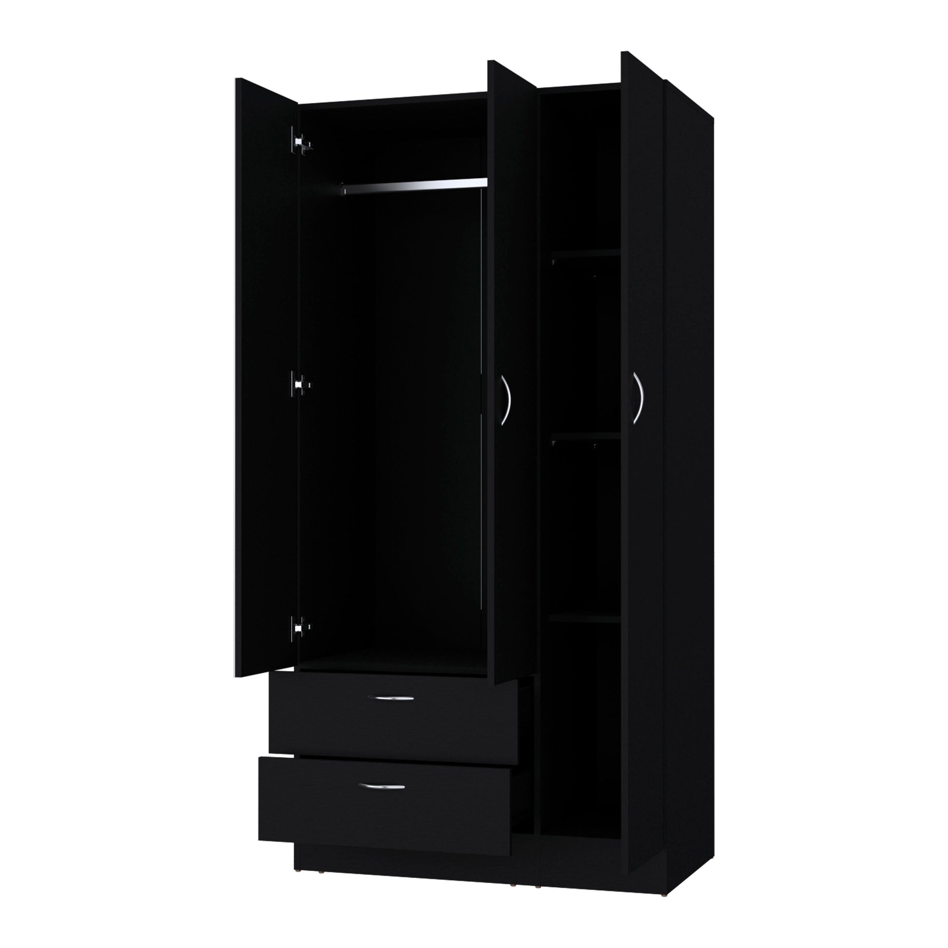 Black 2 Drawer Wardrobe Black Bedroom Wood