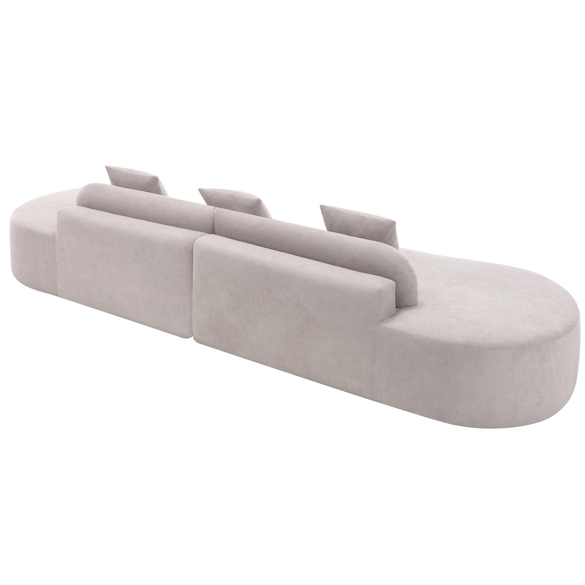 Arrived Modern Curved Combination Sofa, Terrycloth Fabric Sofa, Minimalist Sofa In Living Room, Apartment, No Assembly Required, Three Pillows,Gray Gray Primary Living Space Medium Soft Polyester 4 Seat
