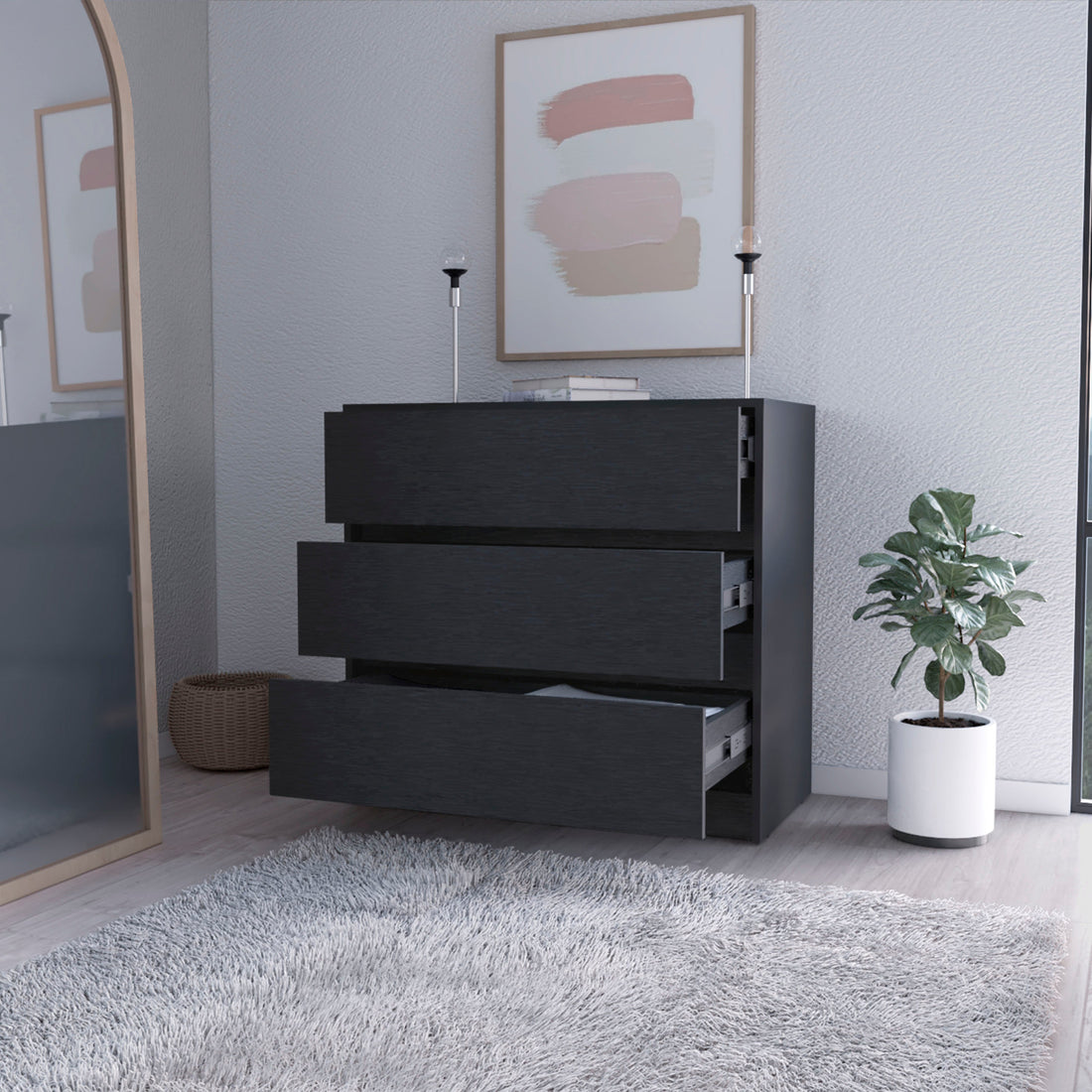 Black 3 Drawer Dresser Black Bedroom Wood