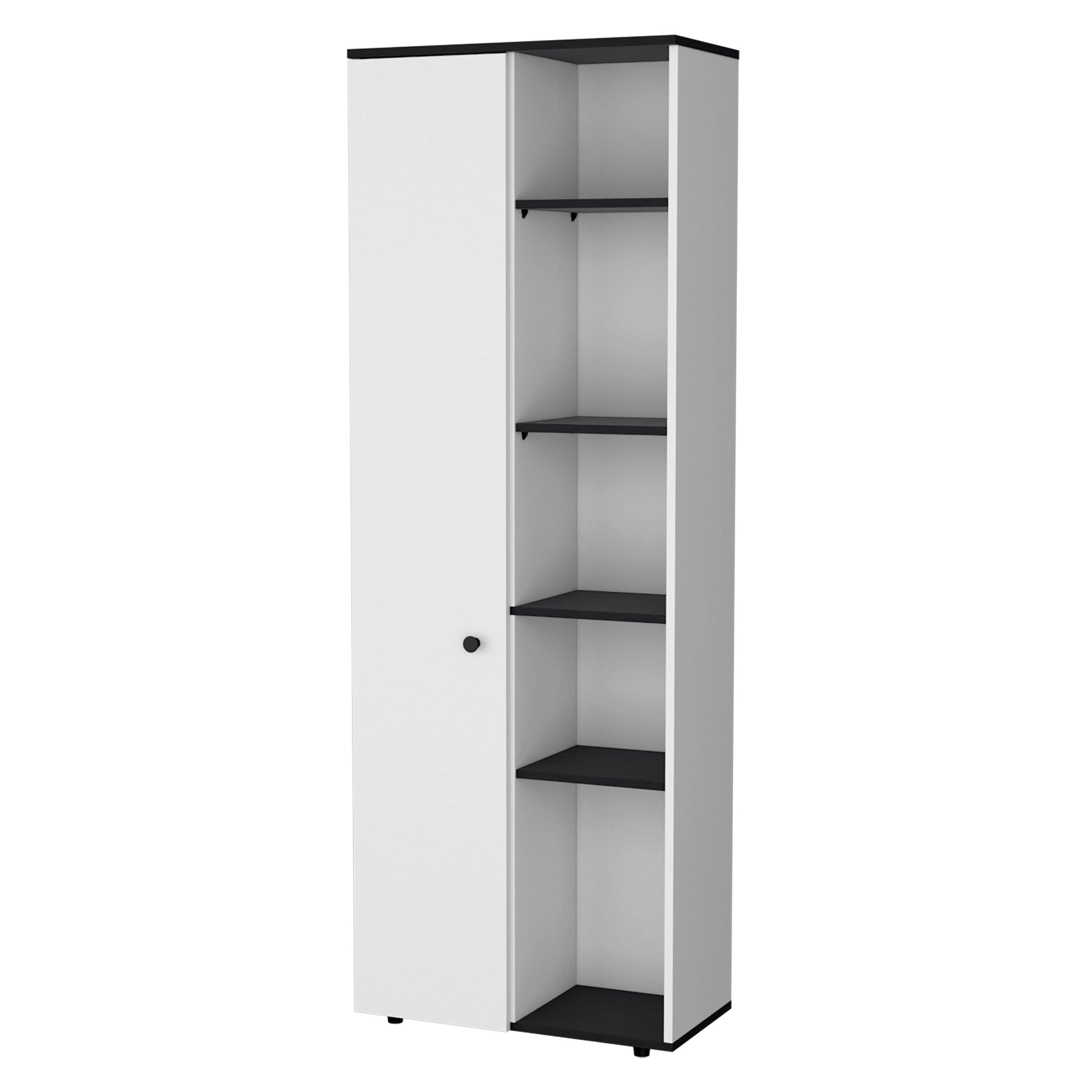 White And Black 1 Door Multistorage Kitchen Pantry White Black Kitchen Shelves Included Wood