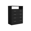 Peru L Four Drawer Dresser, Superior Top, One Open Shelf Black Black Bedroom Modern Particle Board Particle Board