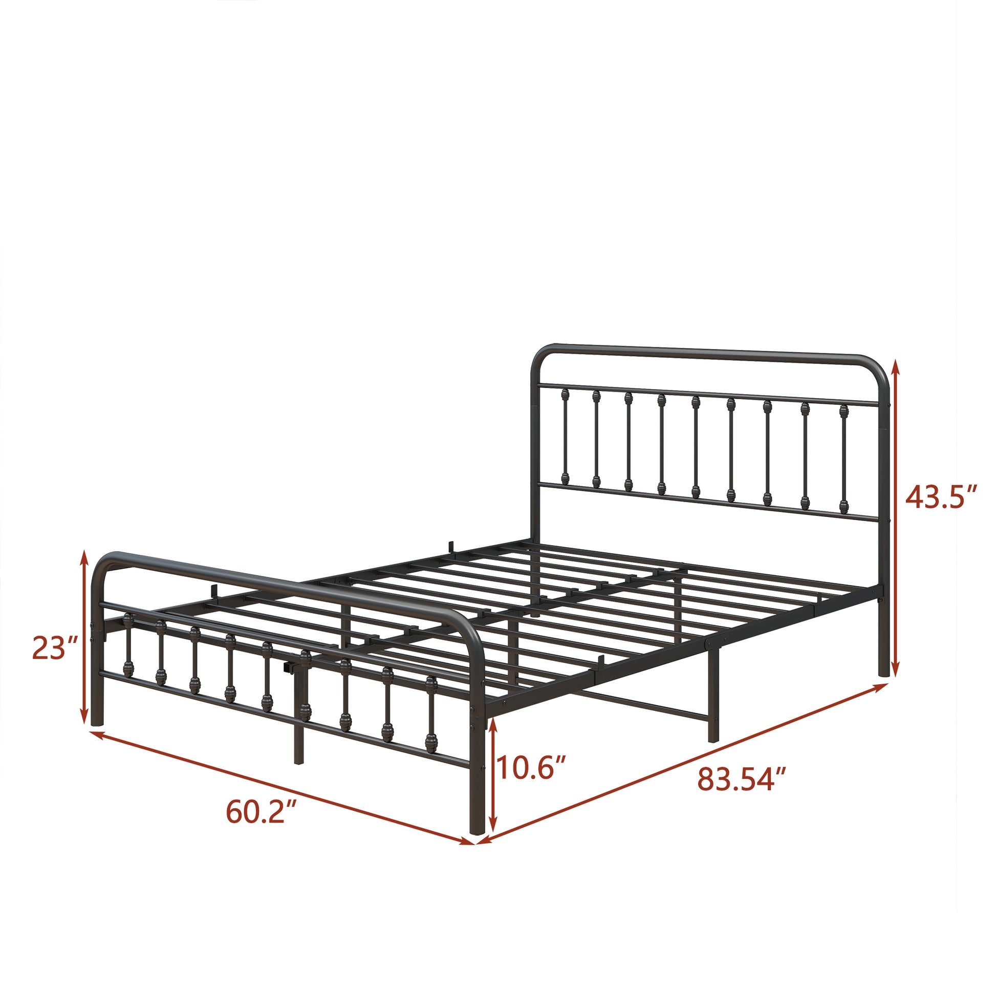 Metal Bed Frame Queen Size Platform No Box Spring Needed With Vintage Headboard And Footboard Premium Steel Slat Support Black Box Spring Not Required Queen Black Metal Bedroom Bed Frame Metal