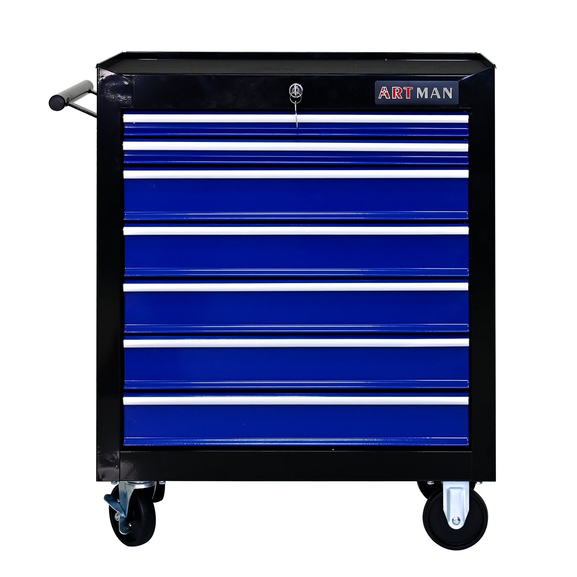 7 Drawers Multifunctional Tool Cart With Wheels Black Blue Black Blue Steel