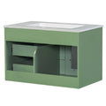 30X18X19.6 Inches Elegant Floating Bathroom Vanity Sink And Cabinet Combo 1 Door And 2 Drawers Green Bathroom Mdf