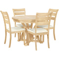 5 Piece Farmhouse Round Pedestal Extending Dining Table Set Extendable Kitchen Table Set With 15.8