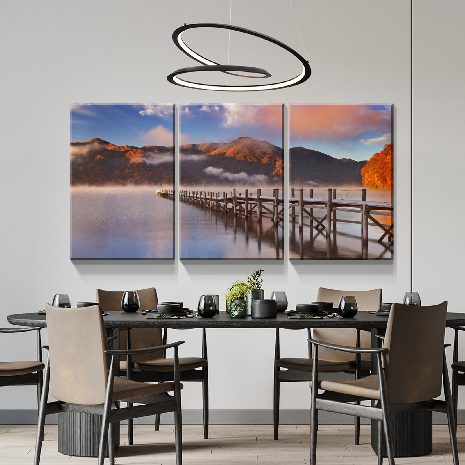 3 Panels Framed Jetty & Lake Canvas Wall Art Decor,3 Pieces Mordern Canvas Decoration Painting For Office,Dining Room,Living Room, Bedroom Decor Ready To Hang 2030In Thickness 1.5 Inch Rectangle Framed Multicolor Oversized 41In Canvas Nature Scenes