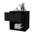 Black Elegant Drawer Nightstand Black 1 Drawer Bedroom Drawer Storage Shelf Wood