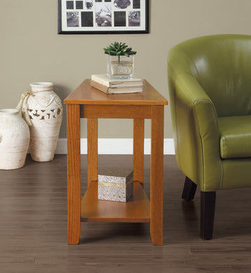 Contemporary Oak Finish Chairside Table With Lower Shelf Wedge Shape Wooden Furniture 1Pc Side Table Oak Contemporary Open Storage Coffee & End Tables Wood