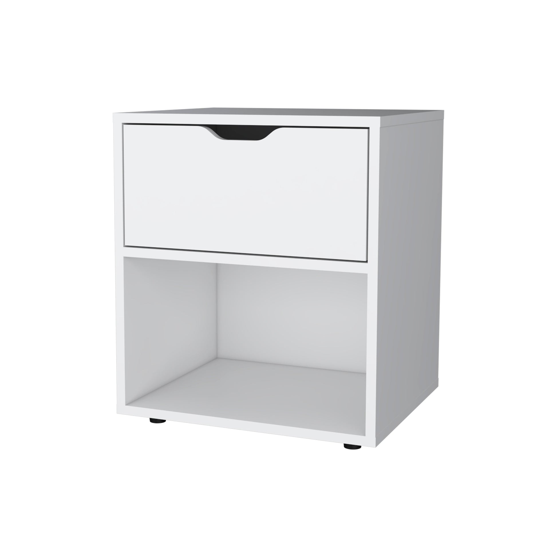 White Elegant Drawer Nightstand White White 1 Drawer Bedroom Drawer Storage Shelf White Wood