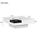 Modern Minimalist Design 31.5*31.5In Square Coffee Table With Detachable Tray And Plug In 16 Color Led Strip Lights Remote Control For Living Room Old Sku: Wf291303Aak White Mdf