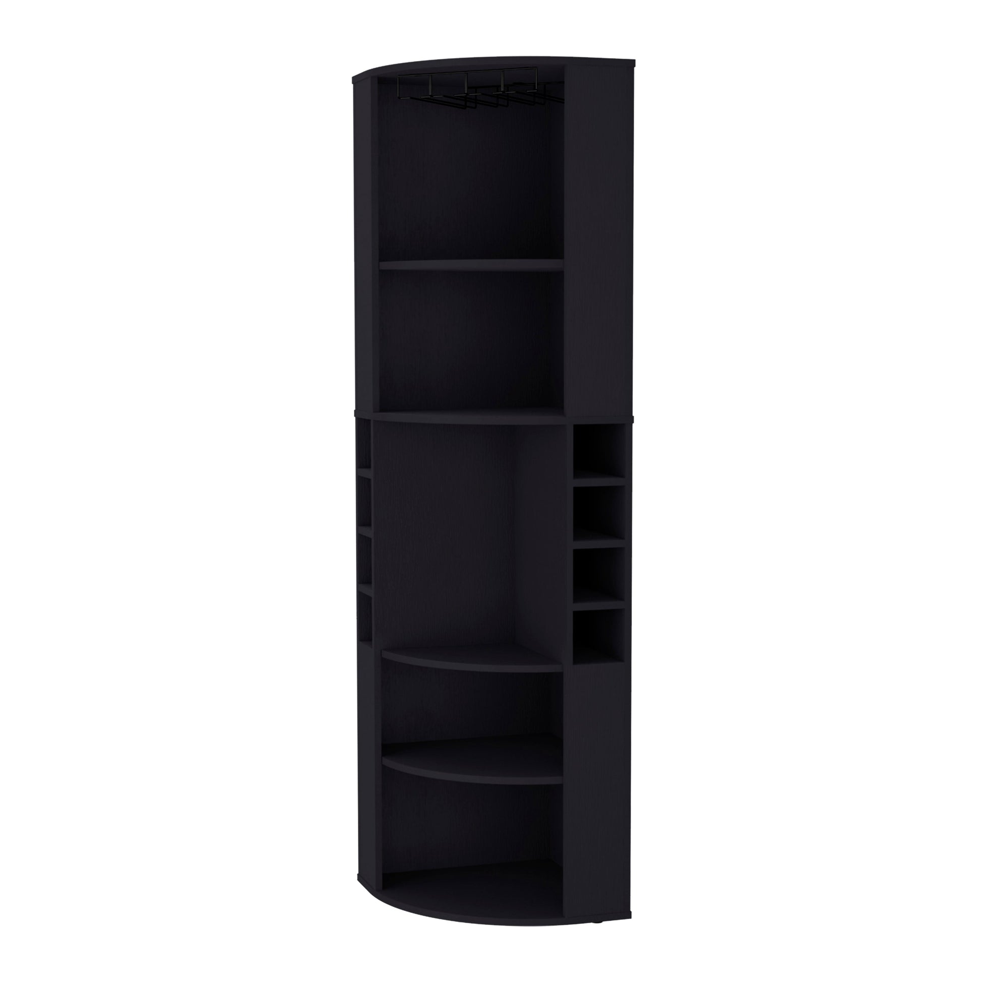 Avery Black 5 Large Shelves Corner Bar Cabinet Vertical 5 Or More Shelves Black Primary Living Space Shelves Included Wood