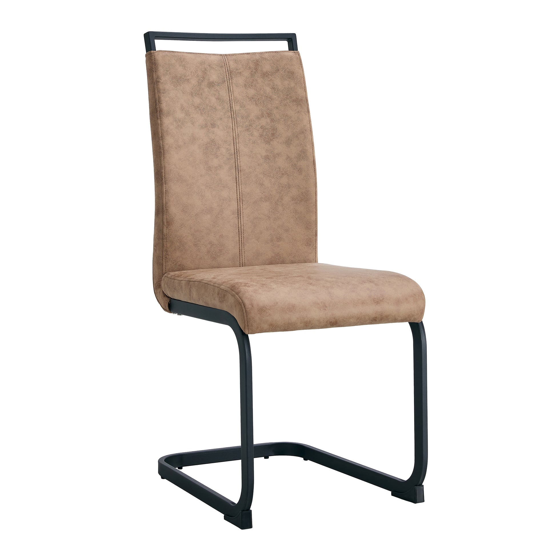 Modern Dining Chairs, Technology Cloth High Back Upholstered Side Chair With C Shaped Tube Black Metal Legs For Dining Room Kitchen Vanity Club Guest Office Chair Set Of 4 Brown 1162 Brown Foam Fabric