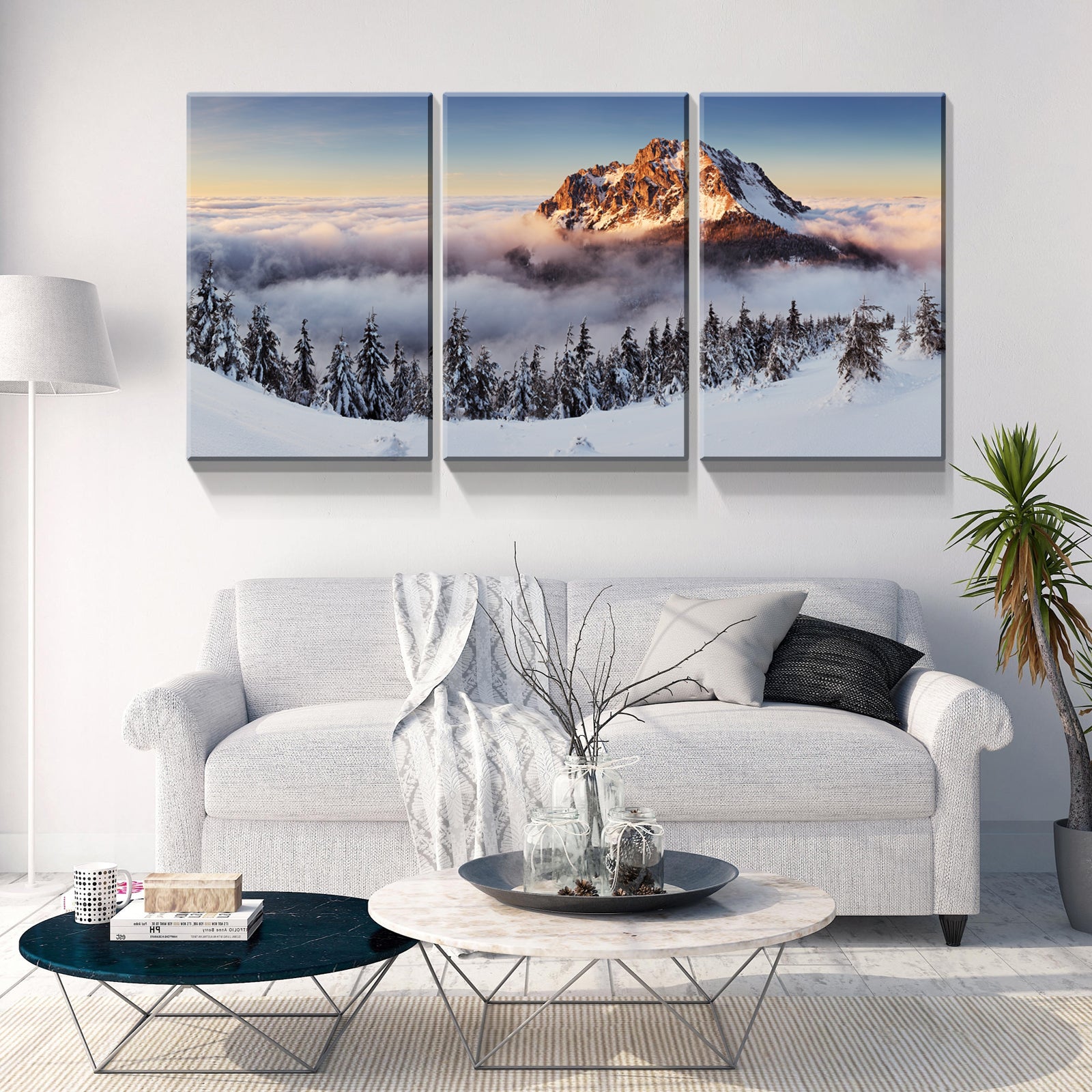 3 Panels Framed Mountain & Forest Canvas Wall Art Decor,3 Pieces Mordern Canvas Decoration Painting For Office,Dining Room,Living Room, Bedroom Decor Ready To Hang 1218In Thickness 1.5Inch Rectangle Framed Multicolor Oversized 41In Canvas Nature Scenes