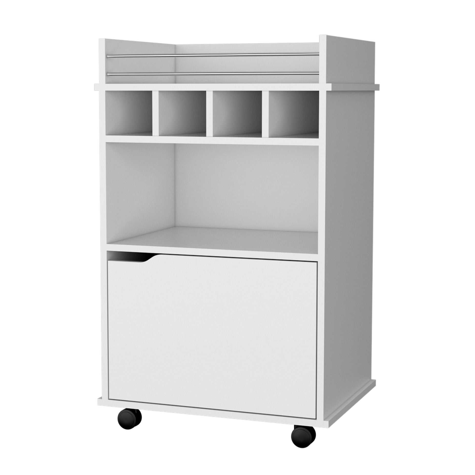 Hannah White 1 Door Bar Cart White White Dining Room Rectangular Kitchen Carts Wood Small Less Than 40In