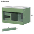 30X18X19.6 Inches Elegant Floating Bathroom Vanity Sink And Cabinet Combo 1 Door And 2 Drawers Green Bathroom Mdf