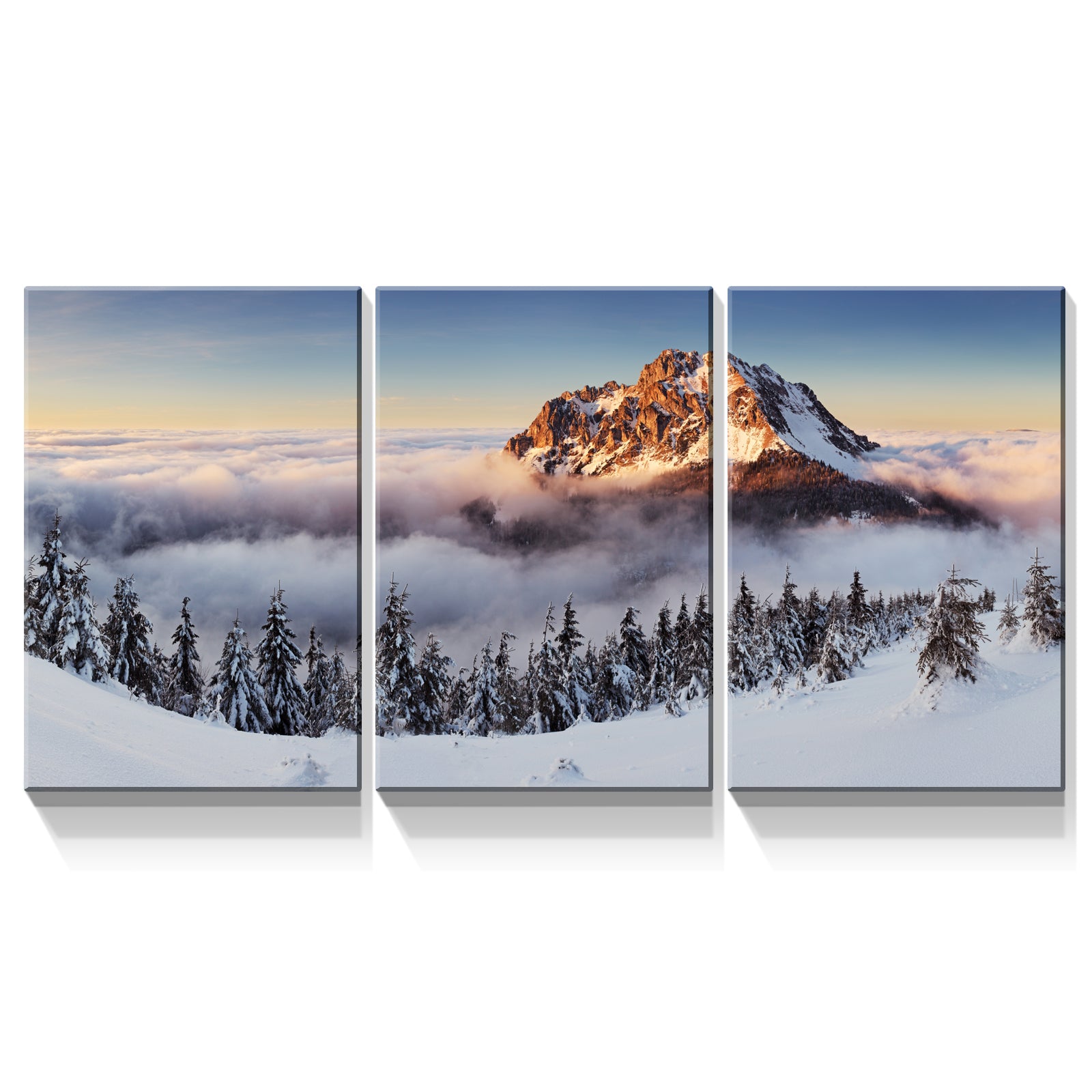 3 Panels Framed Mountain & Forest Canvas Wall Art Decor,3 Pieces Mordern Canvas Decoration Painting For Office,Dining Room,Living Room, Bedroom Decor Ready To Hang 1218In Thickness 1.5Inch Rectangle Framed Multicolor Oversized 41In Canvas Nature Scenes