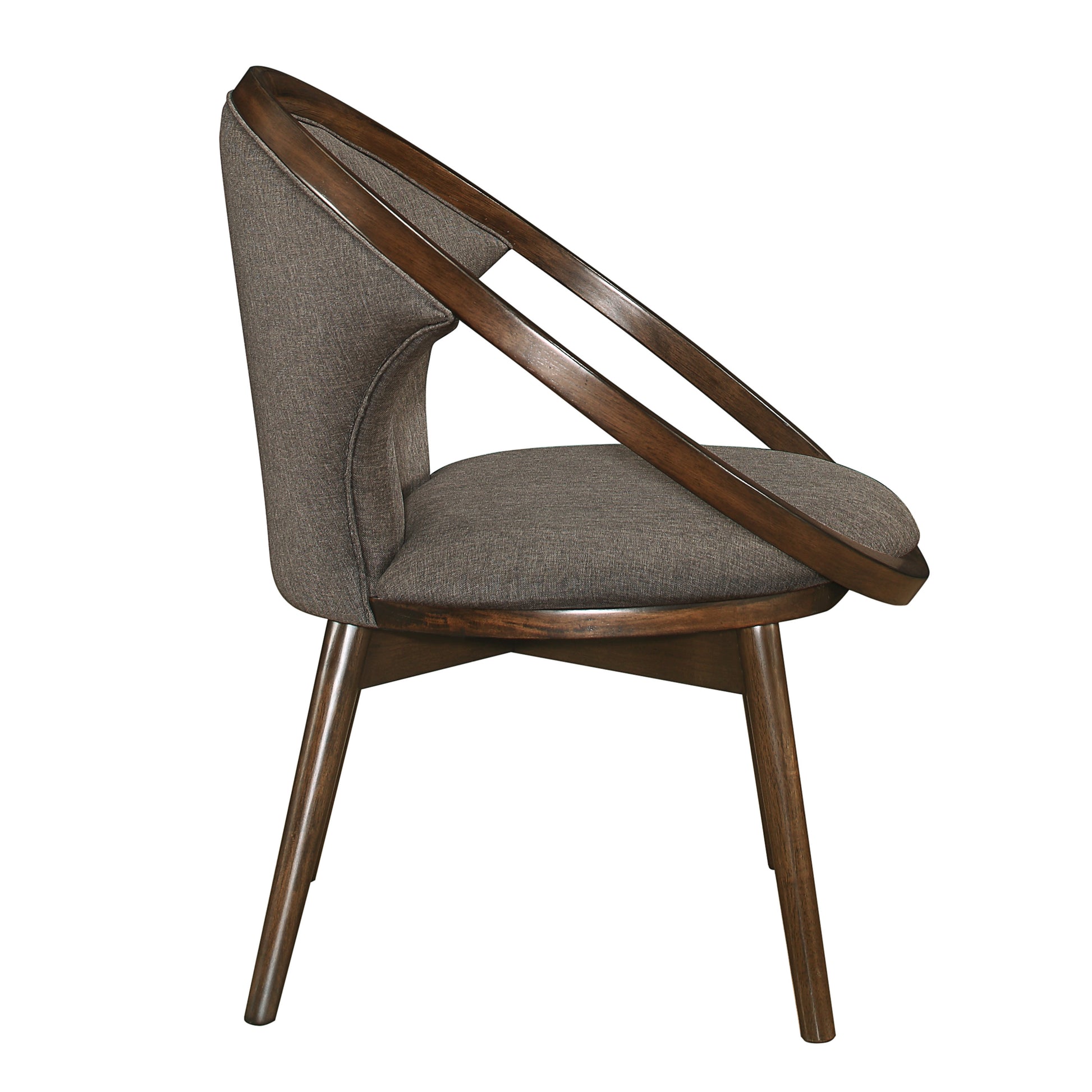 Mid Century Design Solid Rubberwood Unique Accent Chair 1Pc Brown Fabric Upholstered Modern Home Furniture Walnut Finish Frame Chocolate Primary Living Space Mid Century Modern Solid Wood