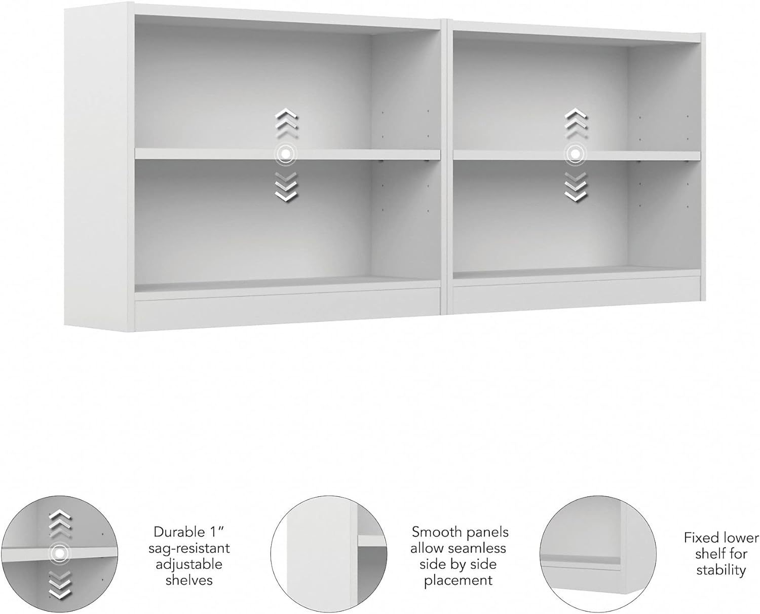 Bush Furniture Universal 2 Shelf Bookcase Set Of