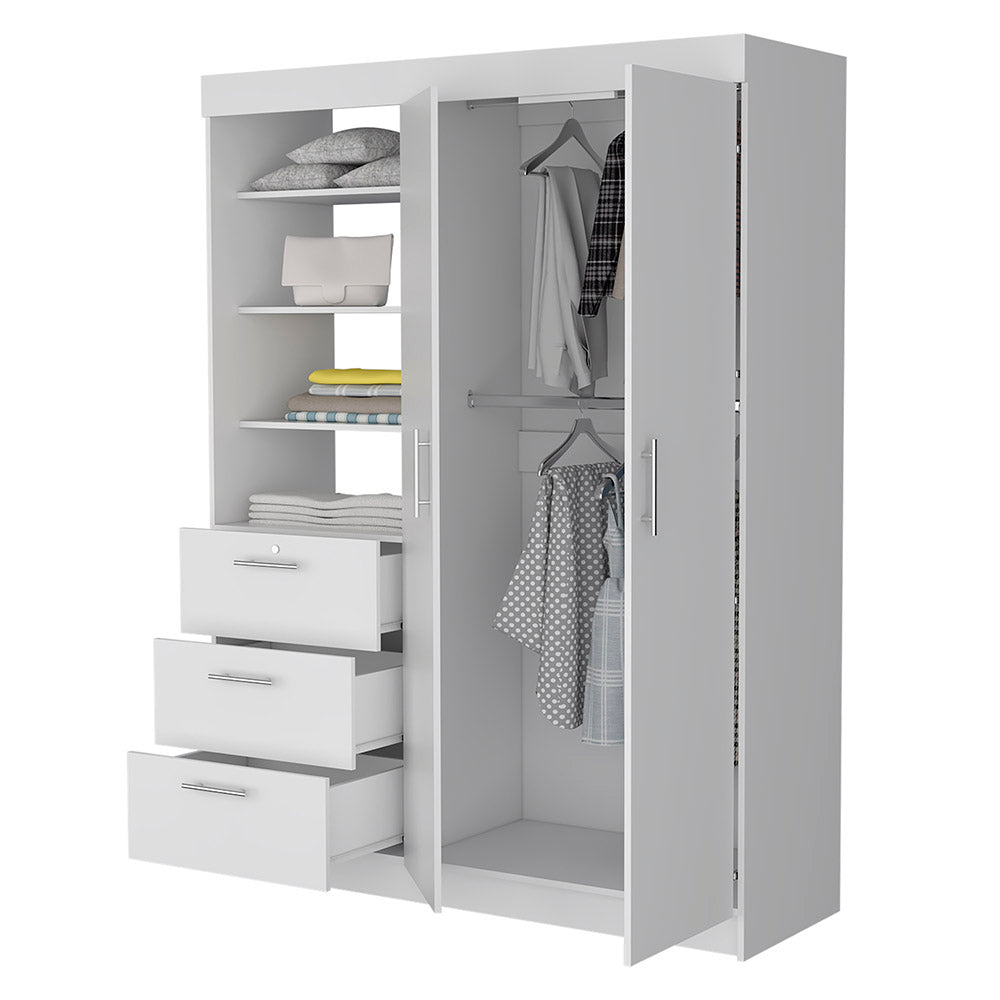 White 3 Drawer Armoire White Bedroom Wood