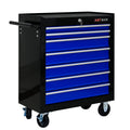 7 Drawers Multifunctional Tool Cart With Wheels Black Blue Black Blue Steel