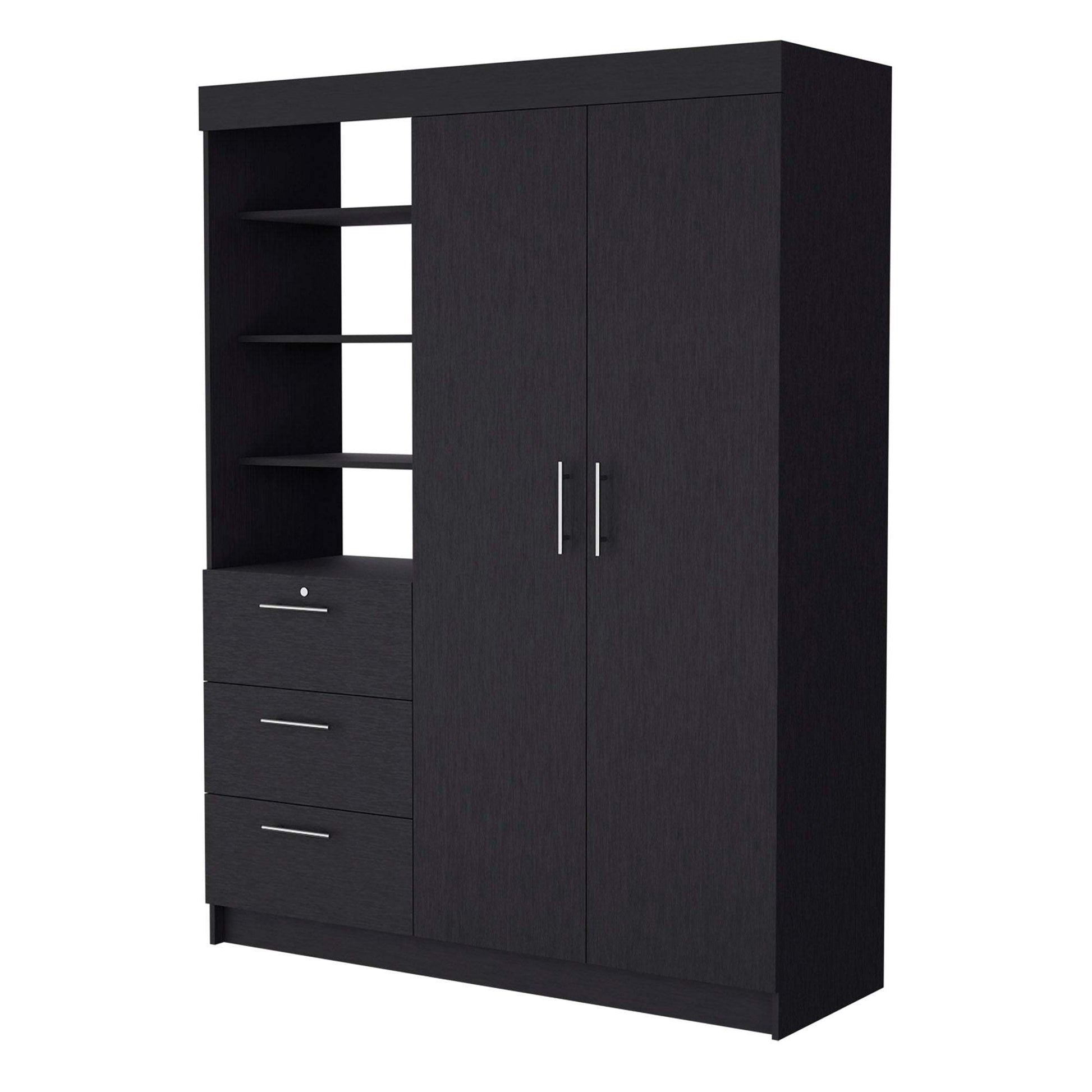 Black 3 Drawer Armoire Black Bedroom Wood